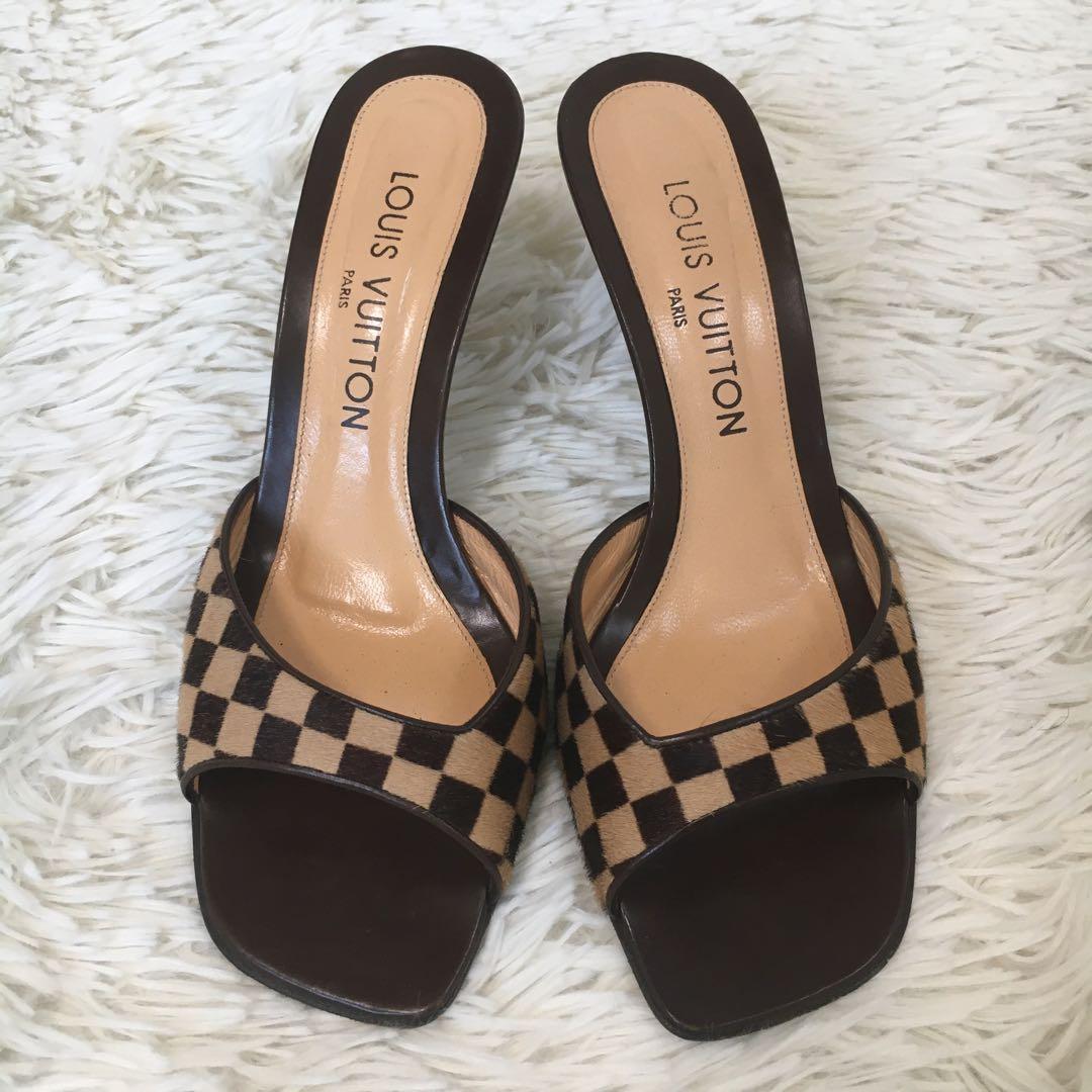 【極美品】ヴィトン ミュール ハイヒール ダミエ サンダル 24.5cm相当