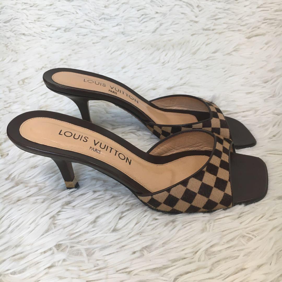 【極美品】ヴィトン ミュール ハイヒール ダミエ サンダル 24.5cm相当