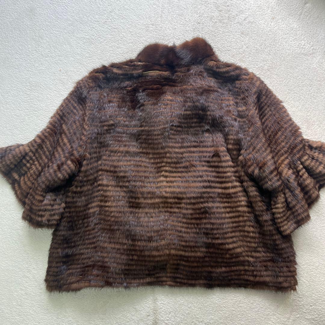 毛皮 リアルファー MINK ミンク ブラウン 袖 フレア Fサイズ