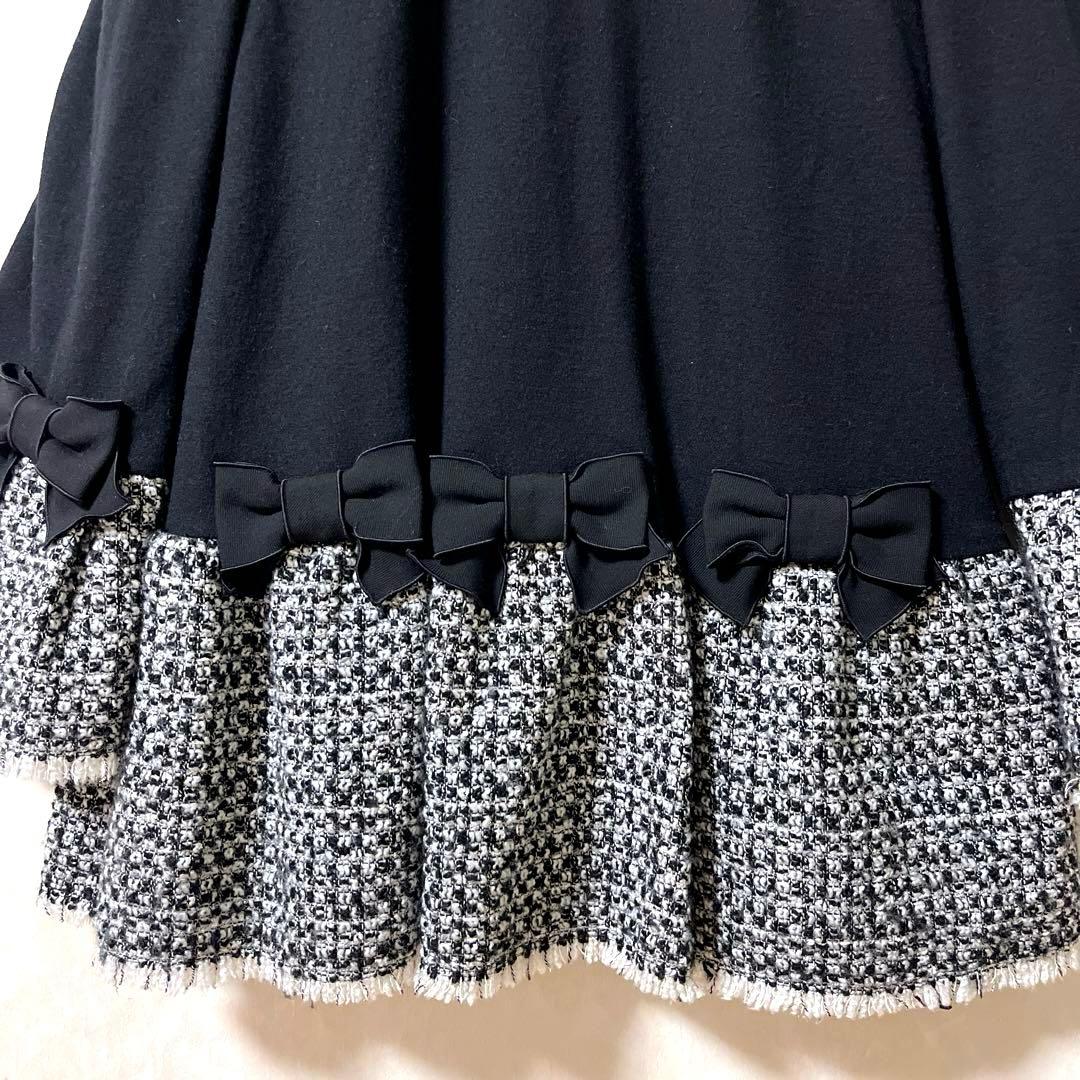 ♡M’S GRACYエムズグレイシー♡リボン ツイード切り替えチュニック 黒