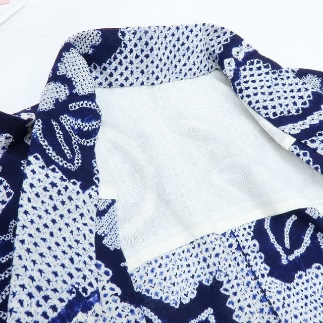 Y3482◆美品 有松鳴海絞り 背・居敷当て付 手縫い 高級浴衣 洗える夏着物