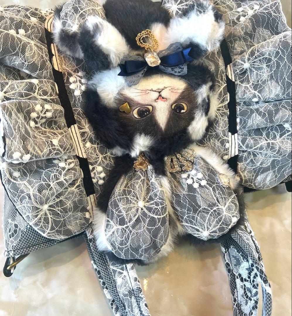 コヤンイサムチョン　ブラックレースデニム/ラメレース　ふんわりフリルバッグ