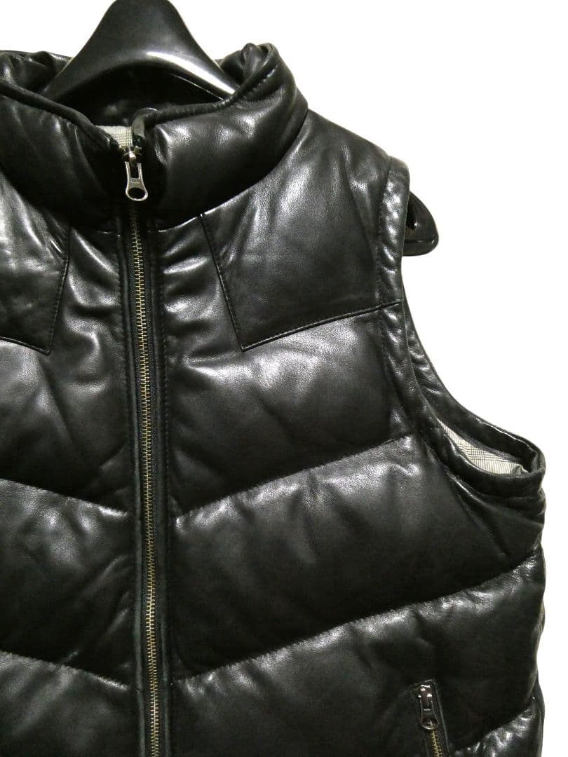 美品！Wind Armorラムレザーダウンベスト黒ブラック