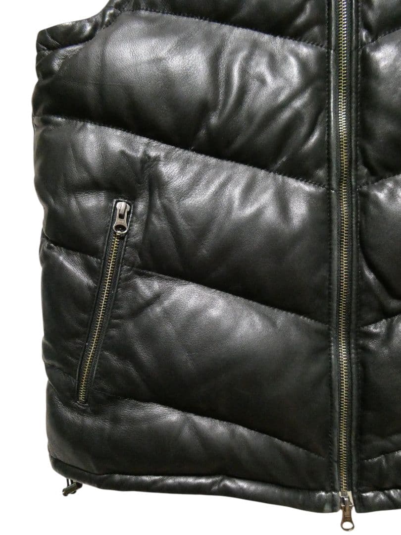 美品！Wind Armorラムレザーダウンベスト黒ブラック