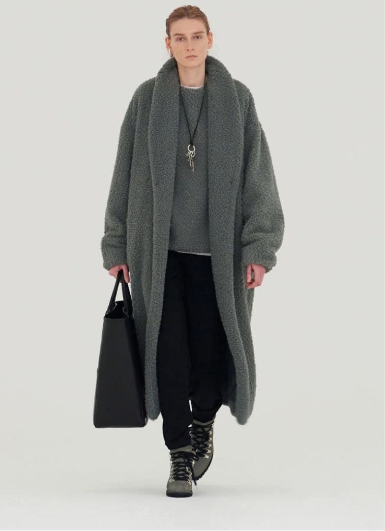 HYKE ハイク　エコファー　フェイクファー　ベスト　カーキグレー　サイズ01