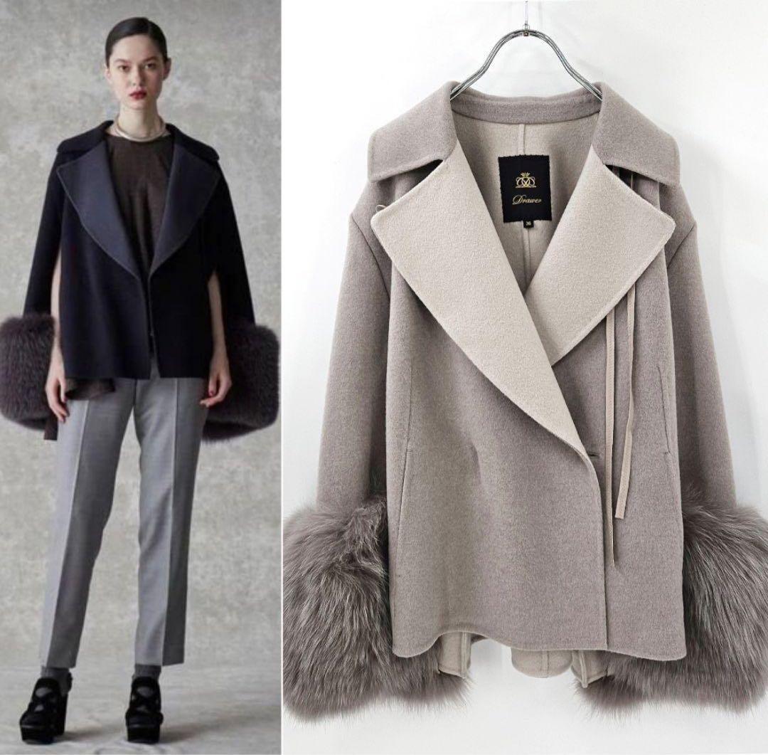 Drawer ドゥロワー ファーコート フォックスファー　ケープ コート