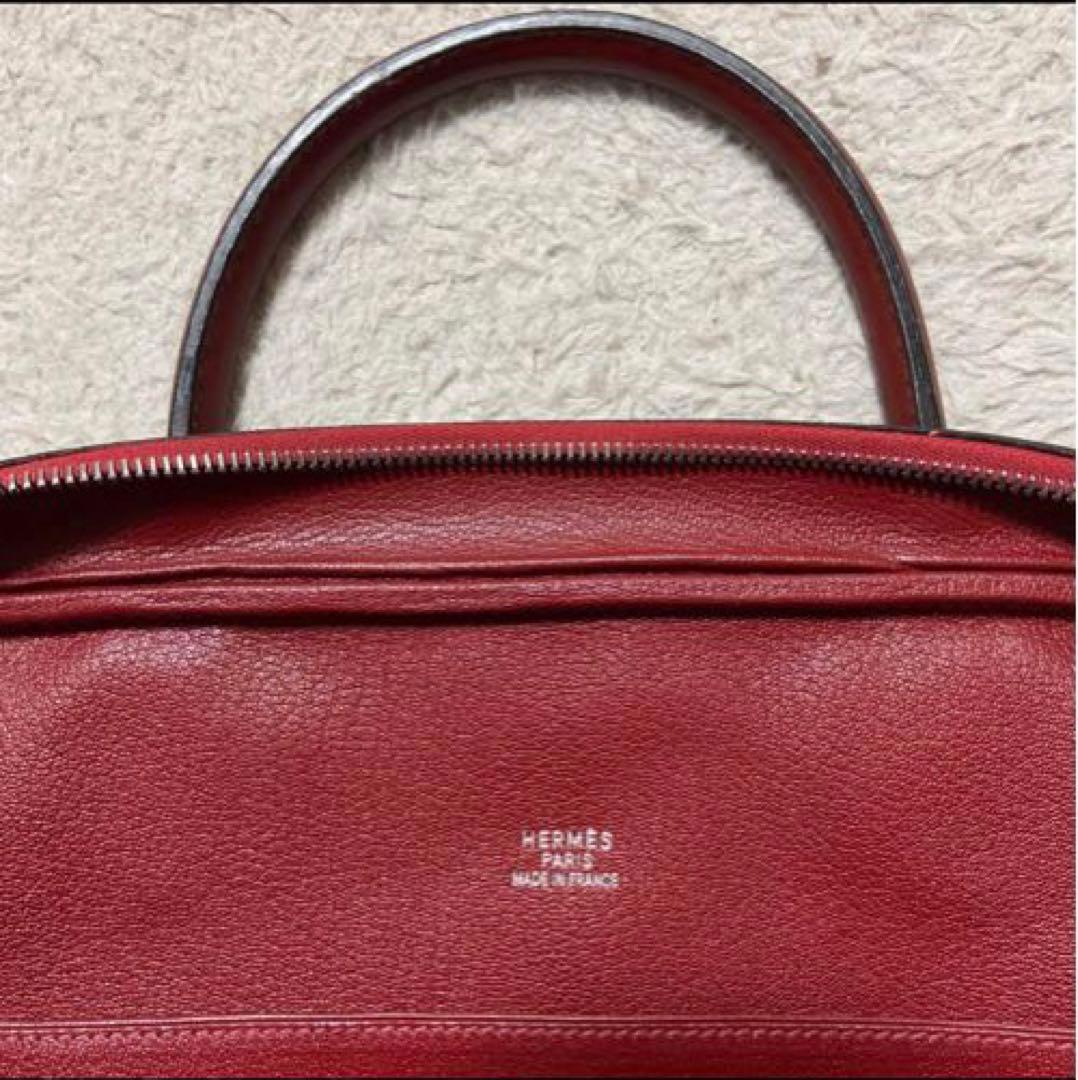 HERMES エルメス　バッグ プリュムドッグ　新品　コットン赤とベージュ