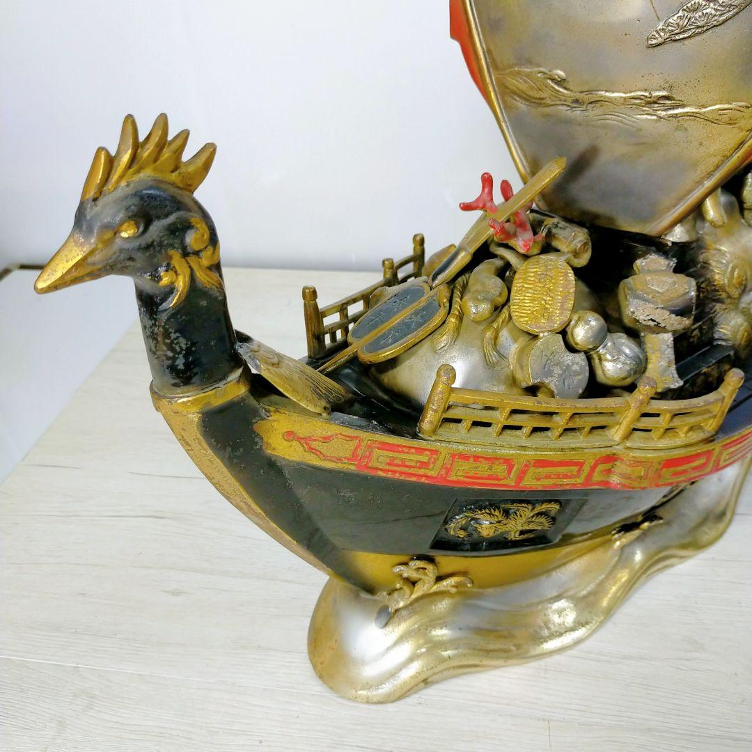 銅製 大型 宝船 寶舟 七福神 置物 オブジェ