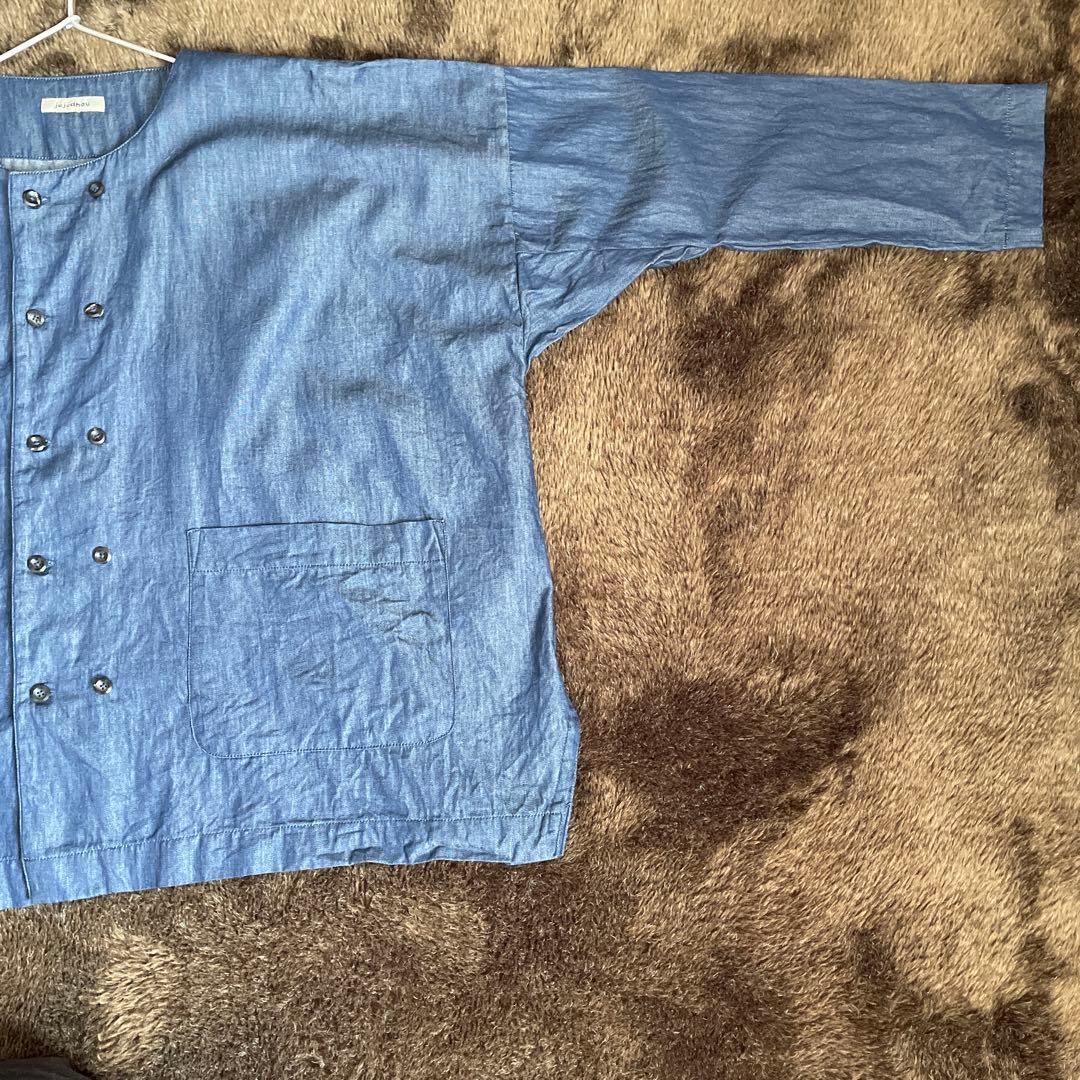 ズーズーダウ デッドストックデニム ダブルボタンシャツ インディゴ　新品