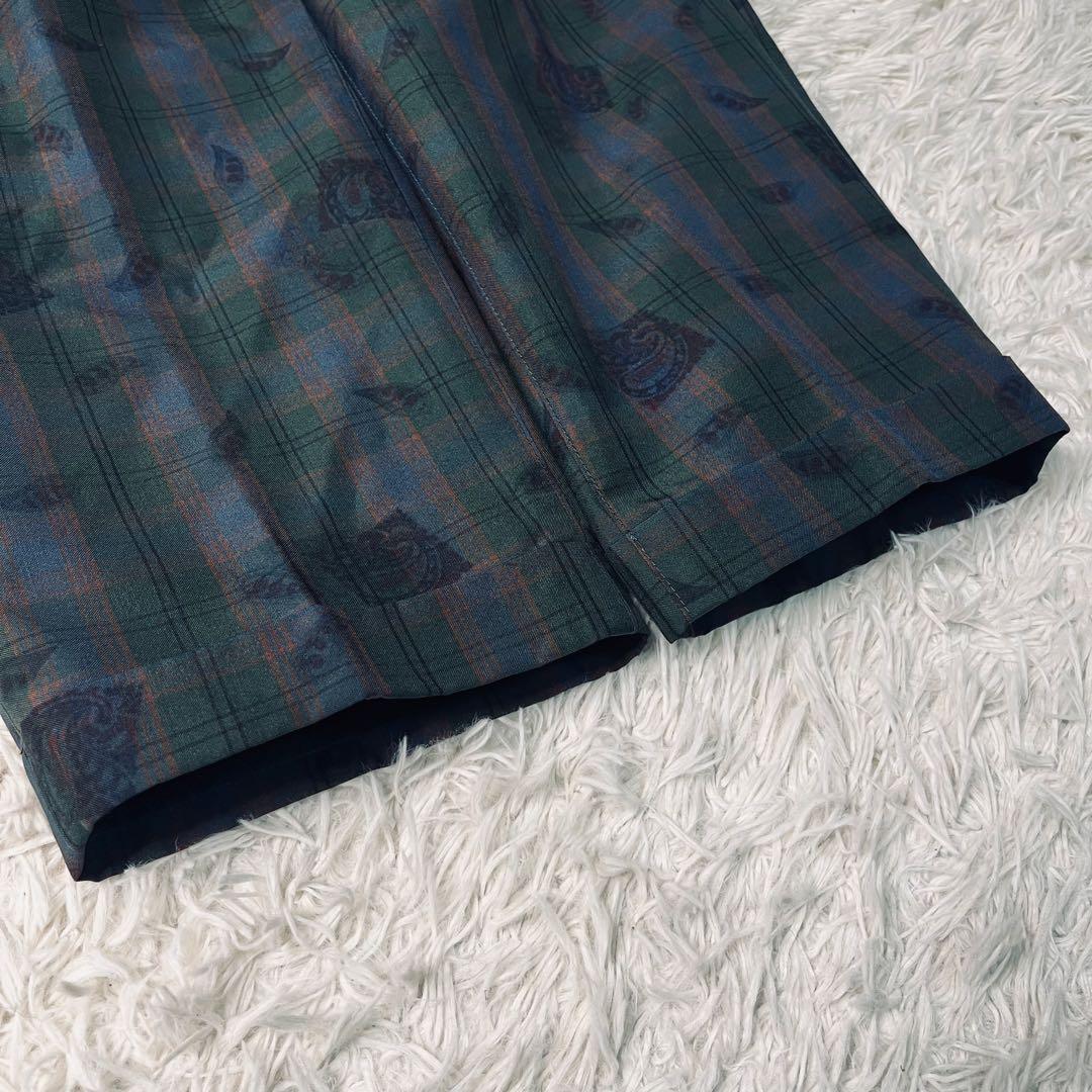 BEAMS+ 2tuck Trousers マドラスチェック×転写プリント S