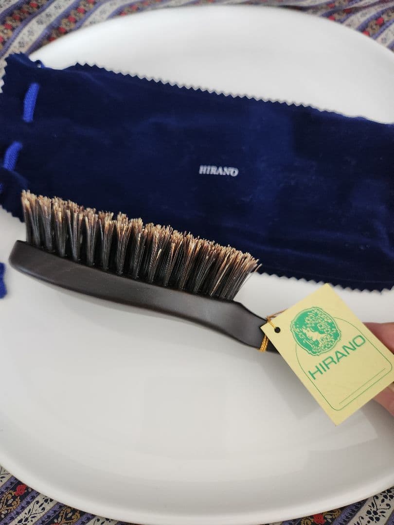 ファイナルセール平野　ヘアブラシ　新品未使用　手植え　猪毛　黒檀　専用袋&箱あり