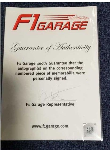 F1、直筆サイン、 写真、 ファン・パブロ・モントーヤ、証明書、シリアルナンバー
