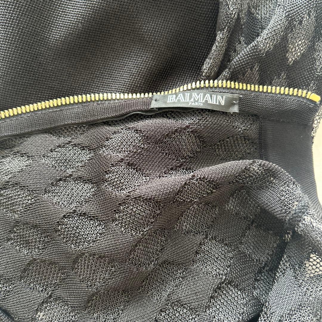 BALMAIN バルマン　バックジップ　タイトフィット　ブラックワンピース