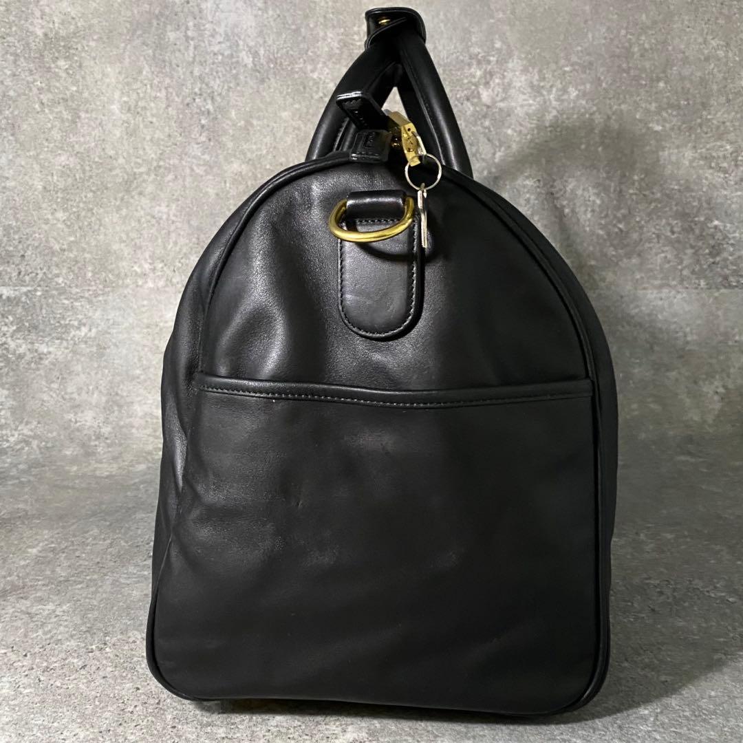 美品 COACH コーチ オールレザー ボストンバッグ ブラック 黒0596