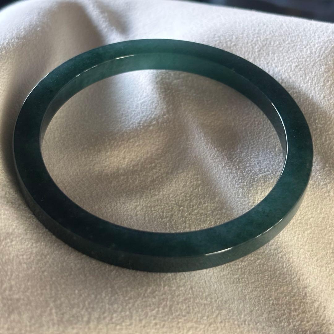 天然　本翡翠　A貨　藍水　深緑　氷種　バングル　鑑定書付き