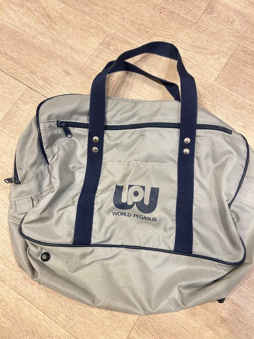 【お値下げ】旧ワッペ　WORLD PEGASUS グレー スクールバッグ