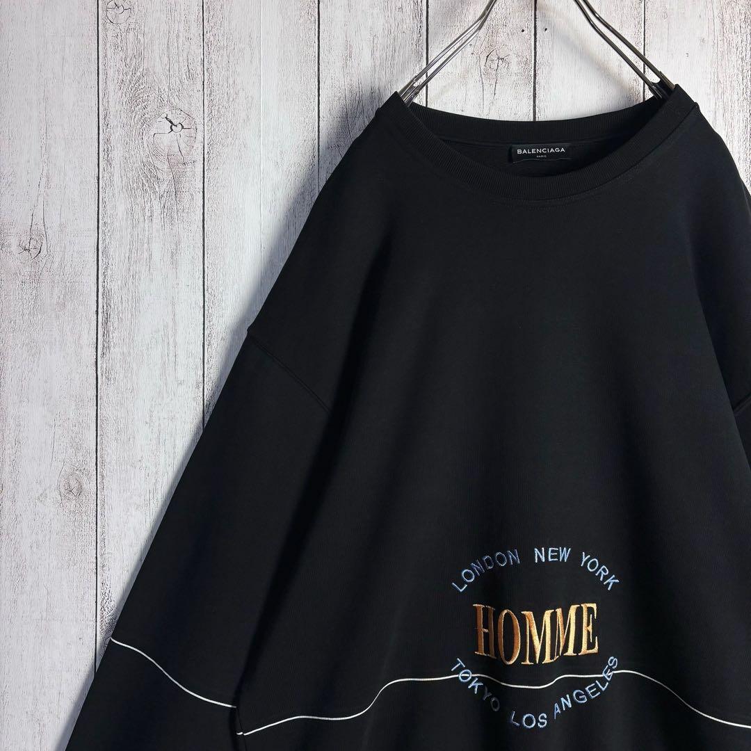 372【未使用級】バレンシアガ☆刺繍ロゴ入りスウェット Homme 17AW