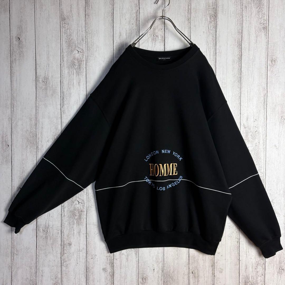 372【未使用級】バレンシアガ☆刺繍ロゴ入りスウェット Homme 17AW