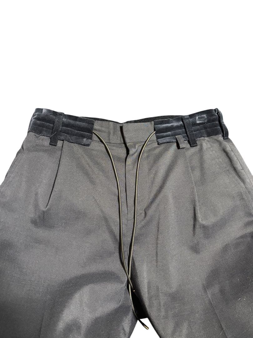 sacai 21SS ベロア切替 スーチングパンツ 1 濃紺 裾ドローコード