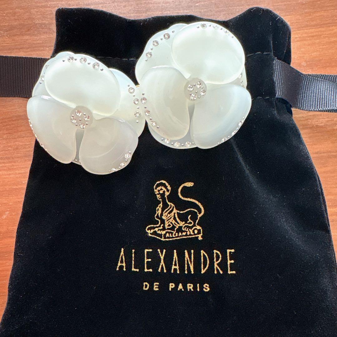 ALEXANDRE DE PARIS カメリア ホワイト 双子カメリア バレッタ