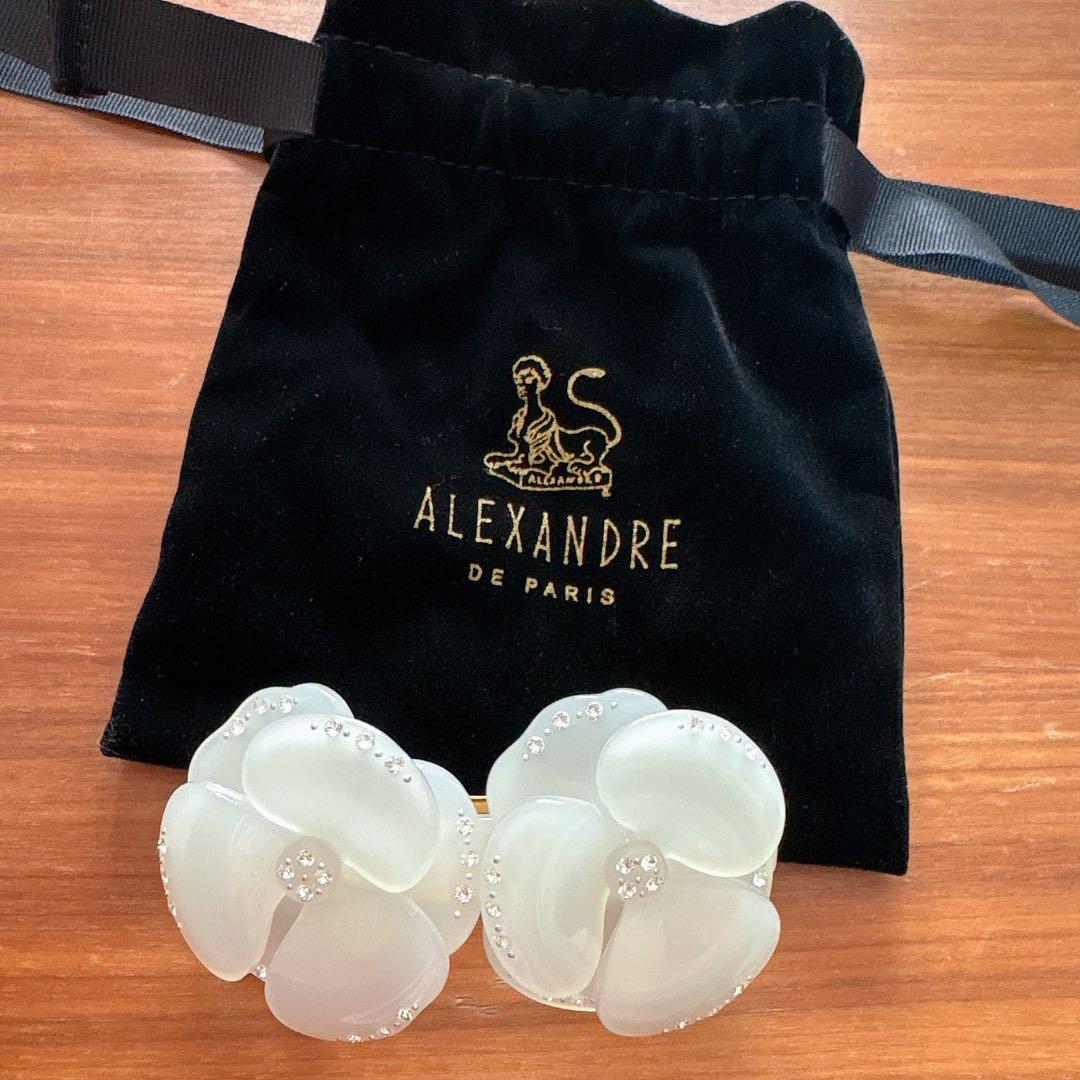 ALEXANDRE DE PARIS カメリア ホワイト 双子カメリア バレッタ