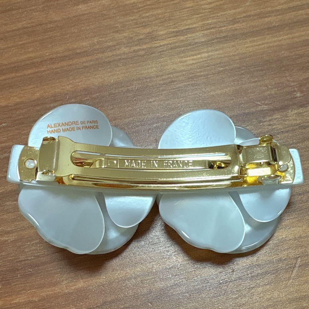 ALEXANDRE DE PARIS カメリア ホワイト 双子カメリア バレッタ