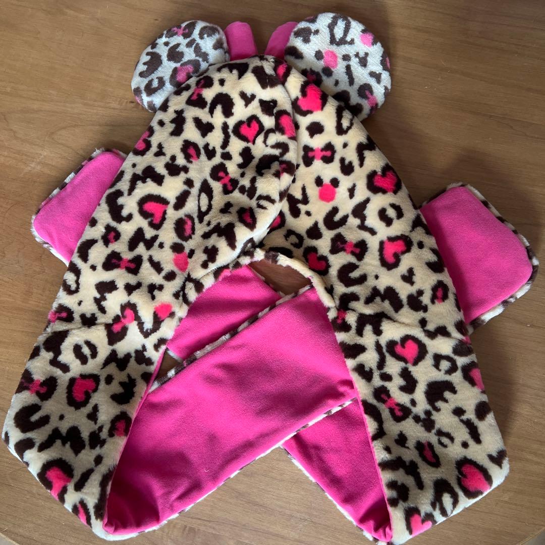 ディズニー ミニー ヒョウ柄マフラーファンキャップ