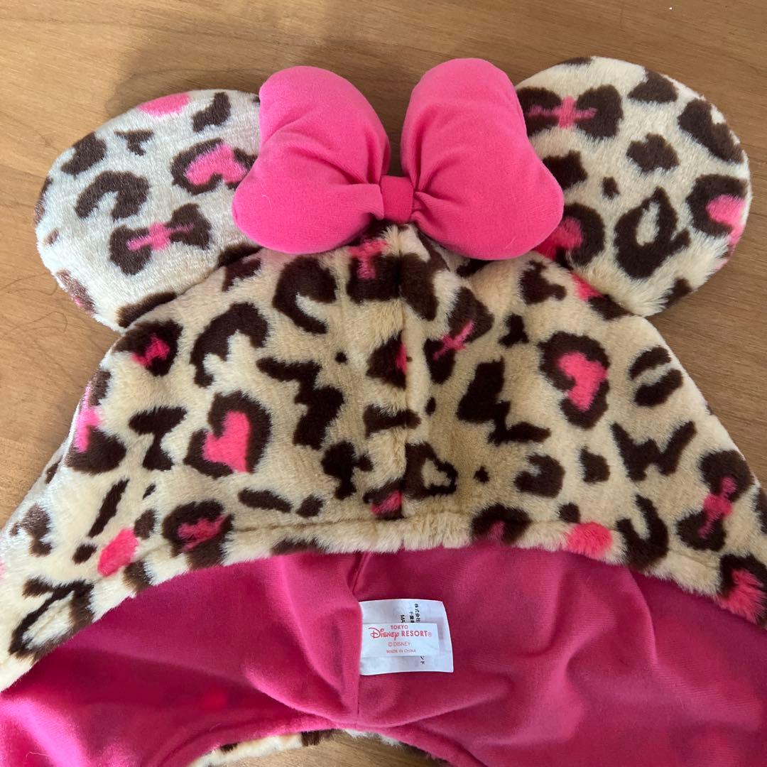 ディズニー ミニー ヒョウ柄マフラーファンキャップ