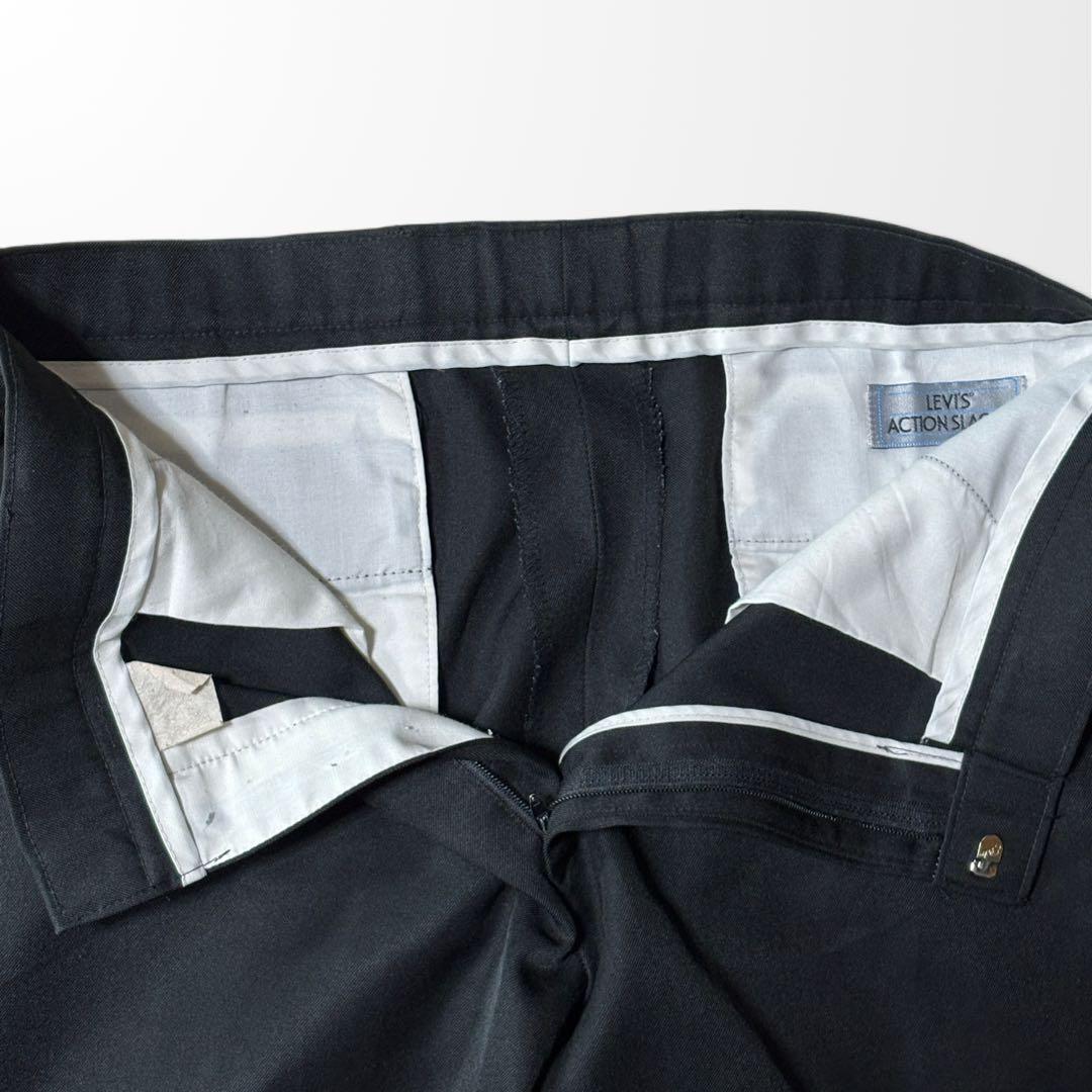 リーバイス アクションスラックス 黒 スラックス　ブラック　古着　スタプレ　ポリ