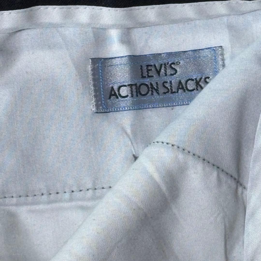 リーバイス アクションスラックス 黒 スラックス　ブラック　古着　スタプレ　ポリ