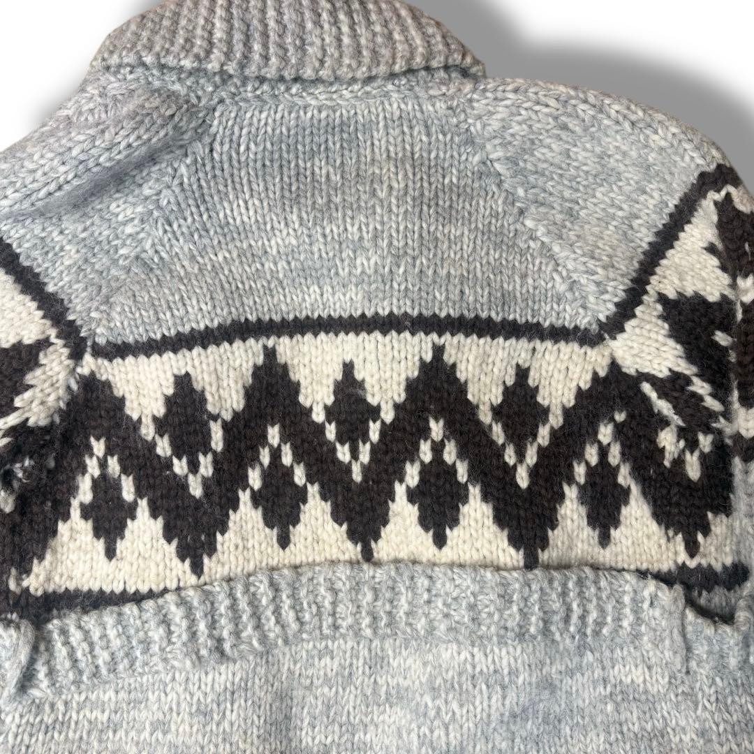 XL位 カウチンニット カウチンガウン ノルディク柄 肉厚 グレー カーディガン