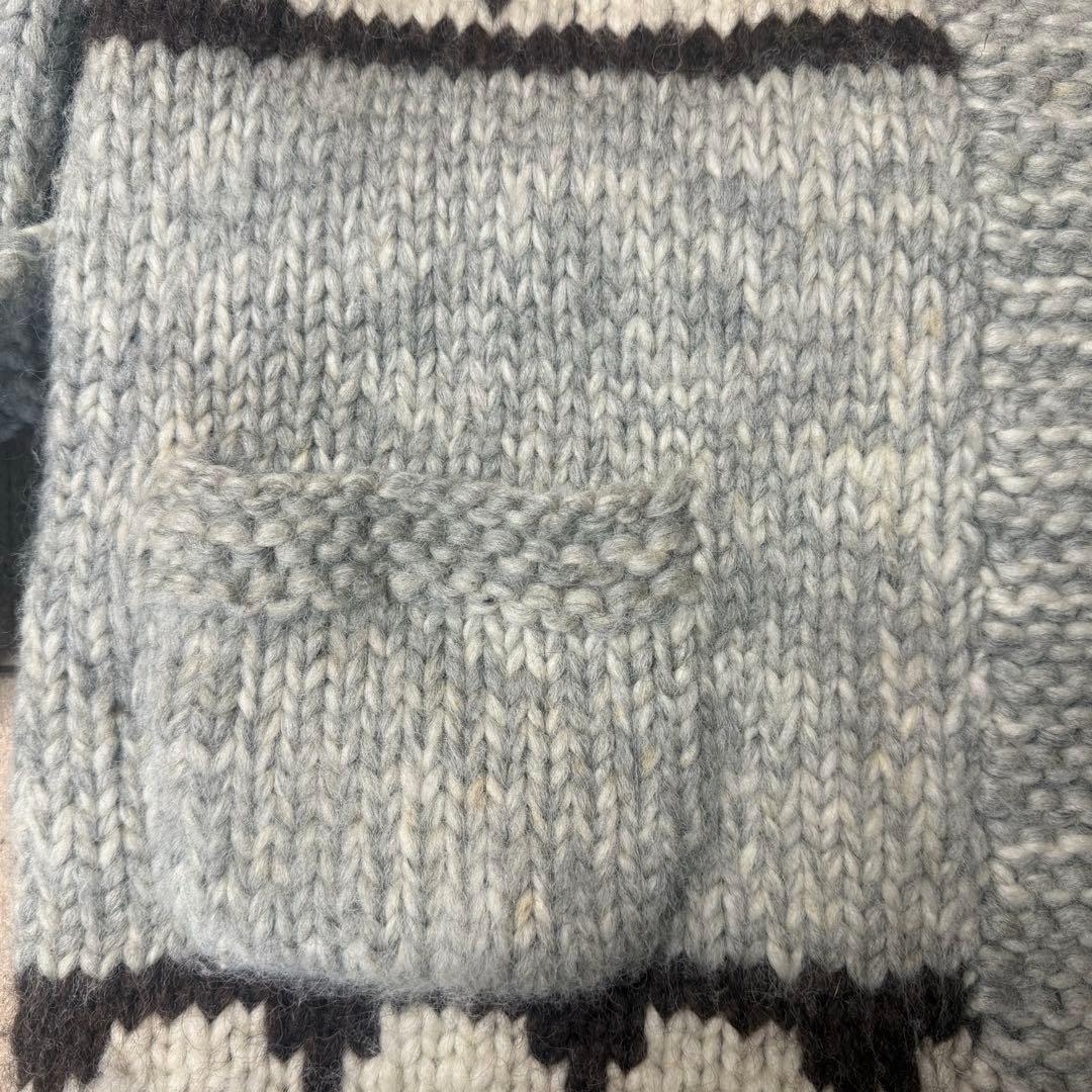 XL位 カウチンニット カウチンガウン ノルディク柄 肉厚 グレー カーディガン