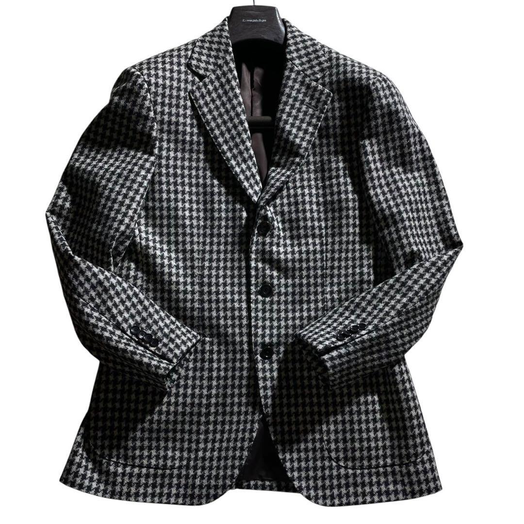 極美品 ビームスエフ BEAMS F ハウンドトゥース ジャケット 46 8R
