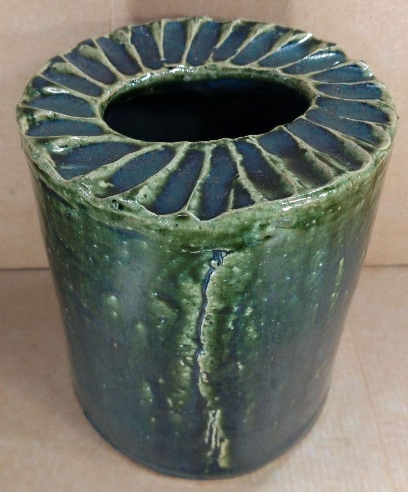 【本物保証】熊倉順吉 織部釉灰皿 共箱 栞 無傷 オブジェ焼 走泥社 前衛陶芸