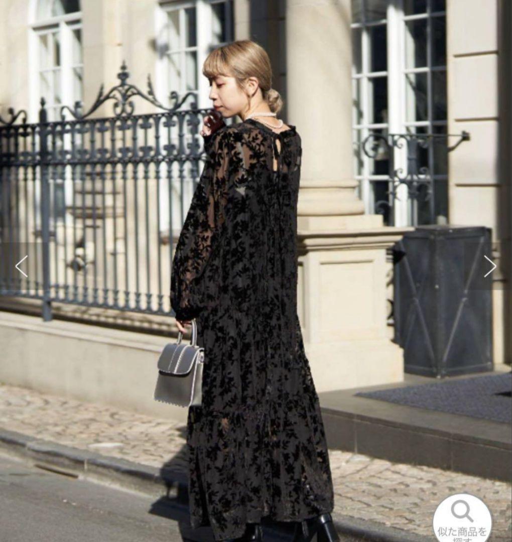 【新品タグ付き】チャオパニック　前後2WAY ベロアフラワーティアードワンピース