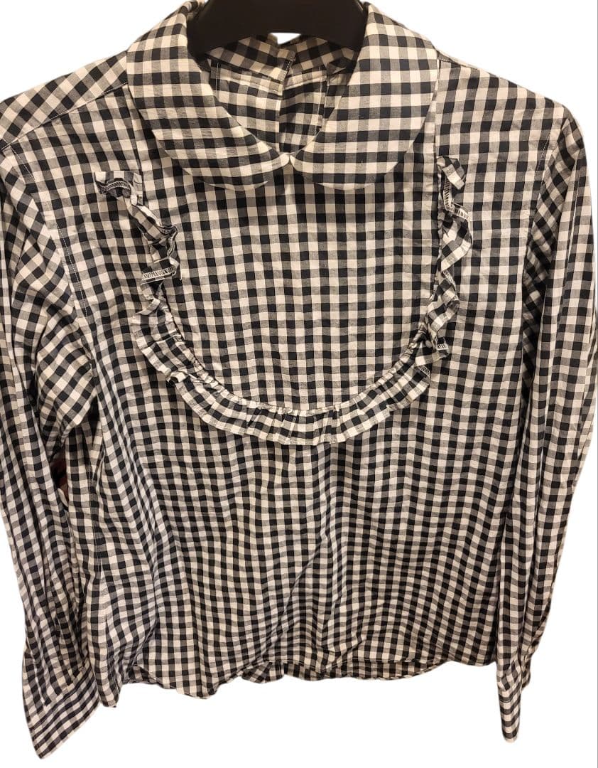 m*i様 コムデギャルソンガール フリル付きギンガムチェックシャツ