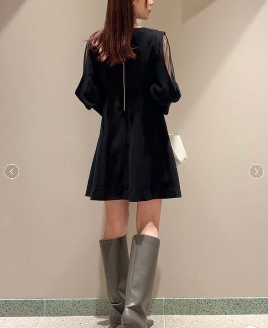 ゆう様　SNIDEL シアーショルダーミニワンピース　ブラック