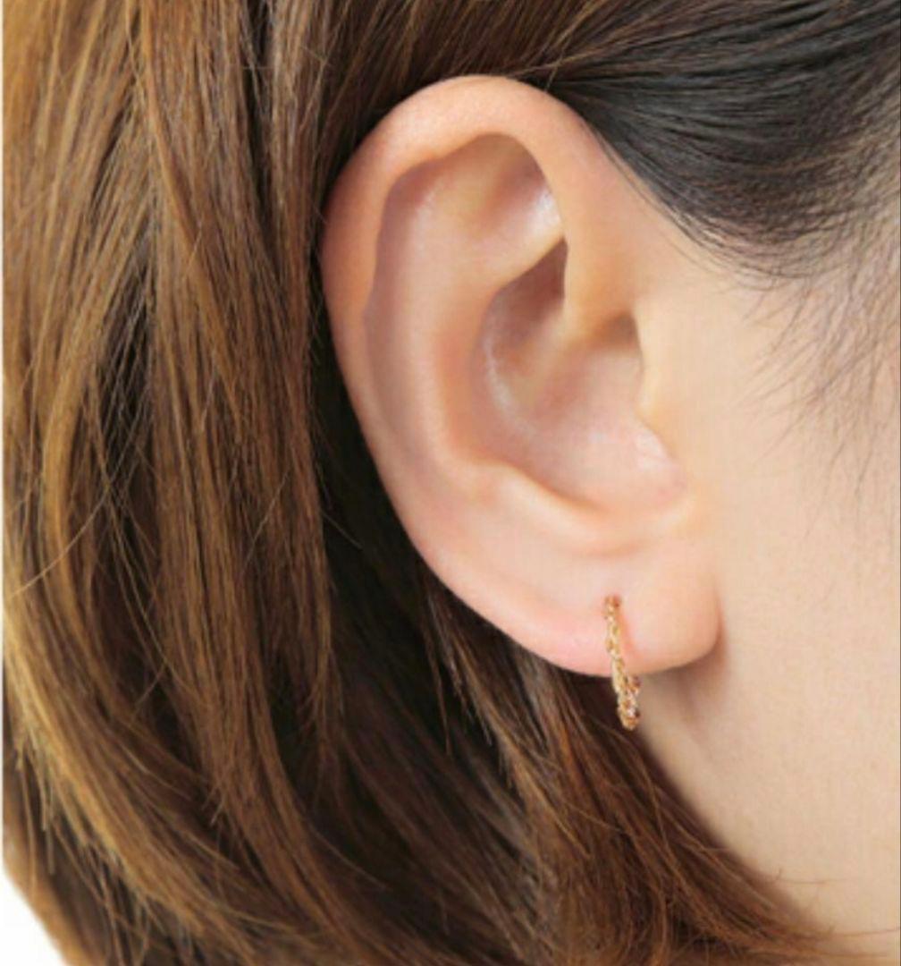 K18 フープピアス☆イエローゴールド 18金ピアス 刻印あり日本製　※片耳※