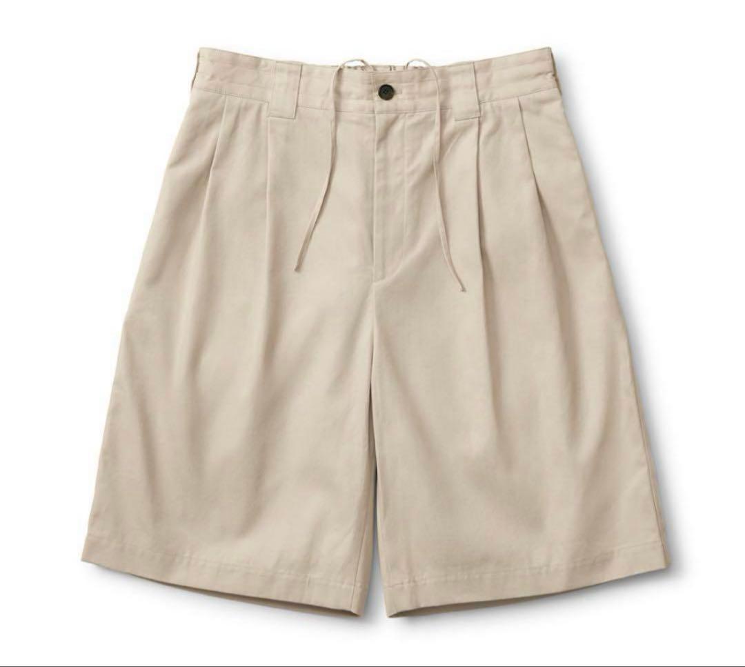 パンツ everyone two tuck cotton wide short L