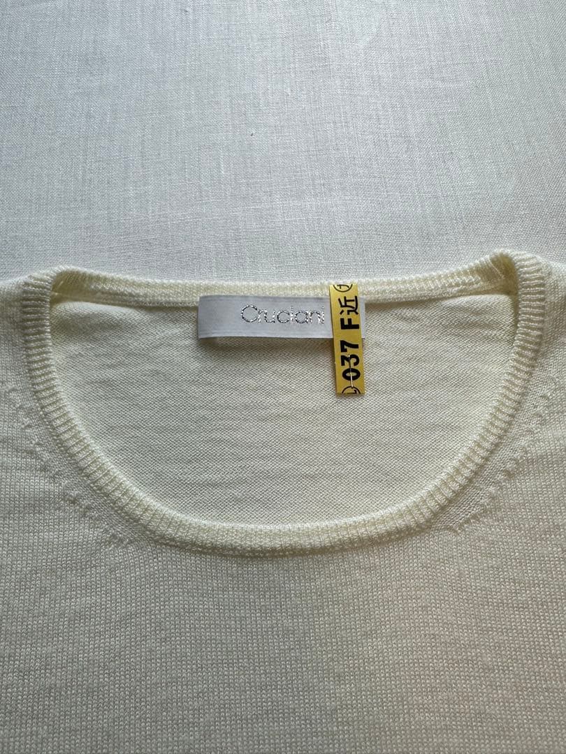 【美品クリーニング済】CRUCIANIクルチアーニホワイトウールクルーネック46