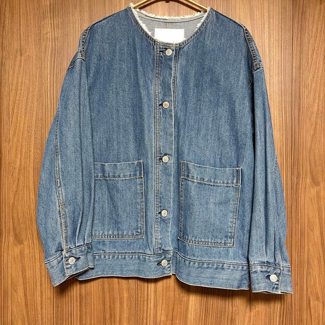 ■SHIPS any: ノーカラー デニム ブルゾン
