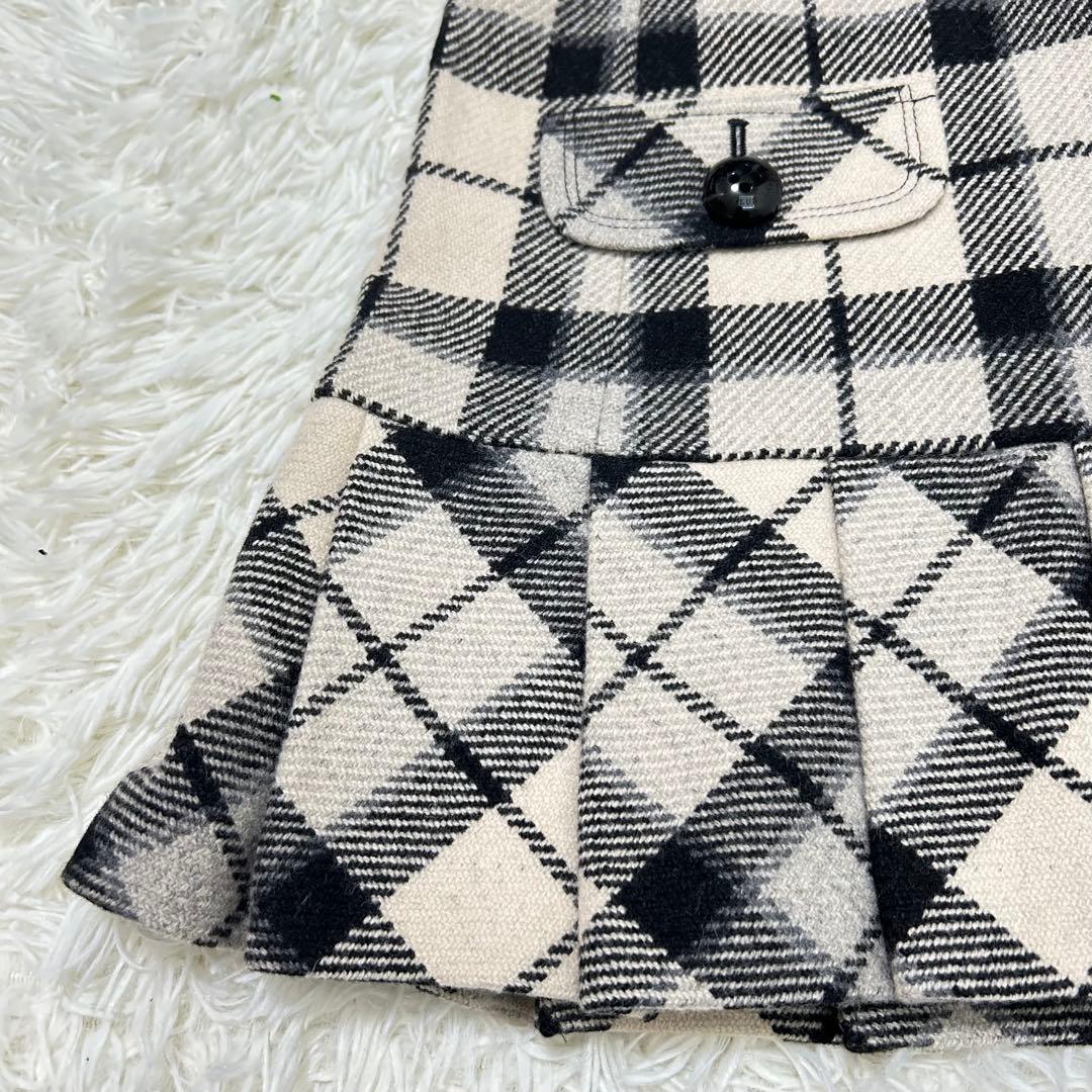バーバリーブルーレーベル　チェックミニワンピース　プリーツ　ロゴ刺繍　38 M