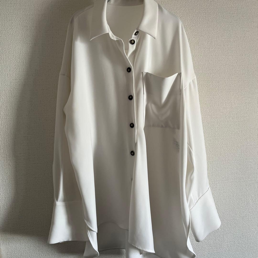 ENFOLD ドレープヘムシャツ ホワイト