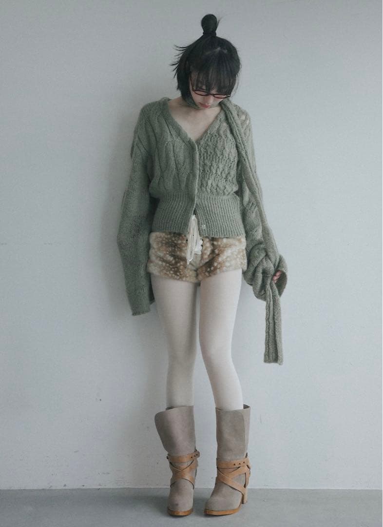 igi LACED FUR SHORTS レースアップファーショートパンツ