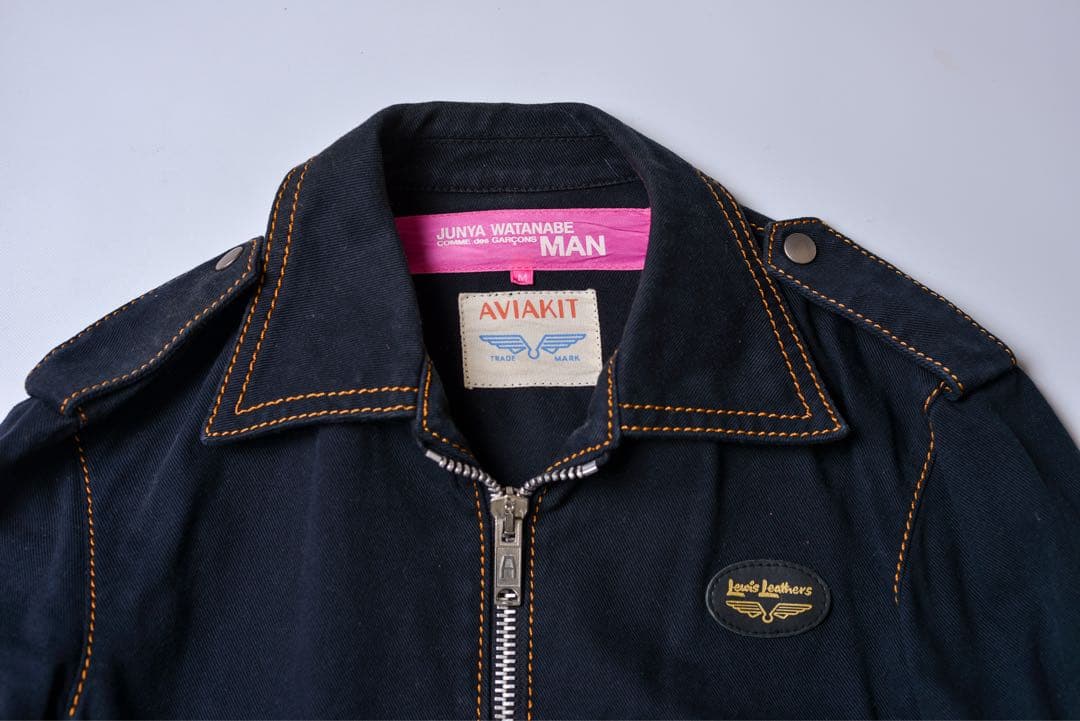 ジュンヤワタナベマンピンク ルイスレザー ライダースジャケット M