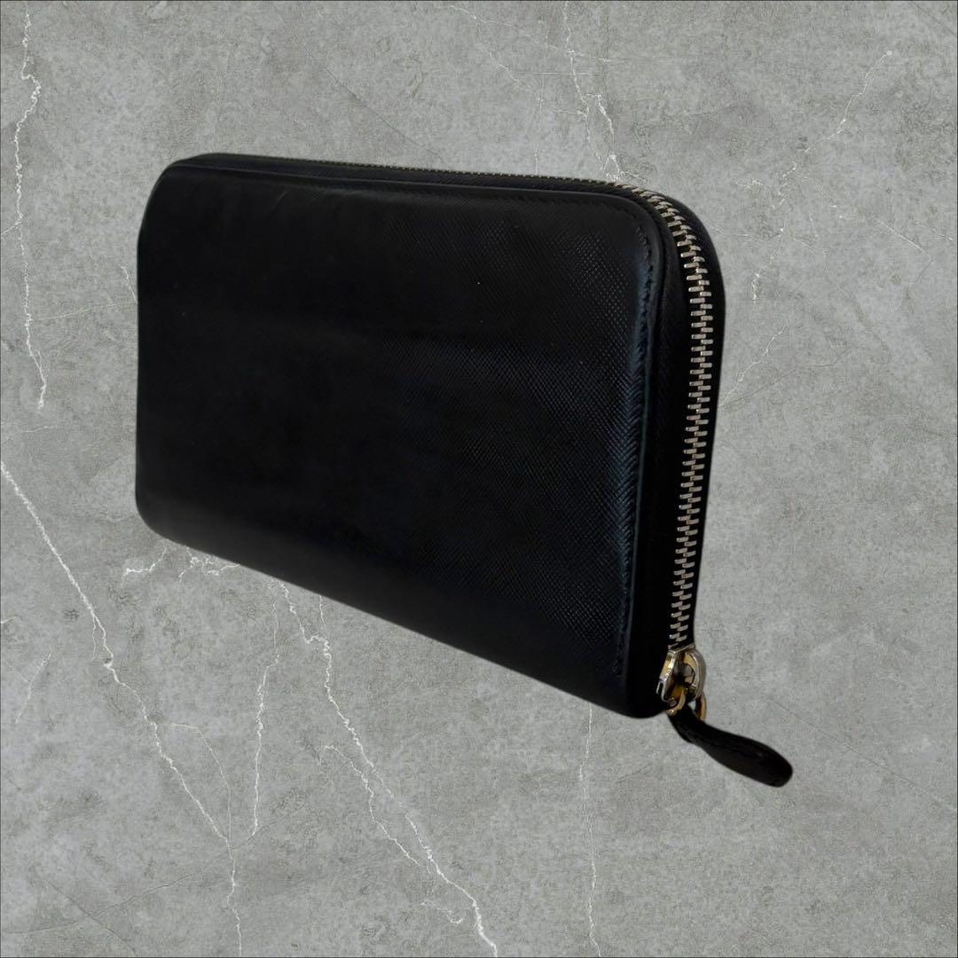 美品✨ プラダ PRADA 長財布 ファスナー サフィアーノ ブラック