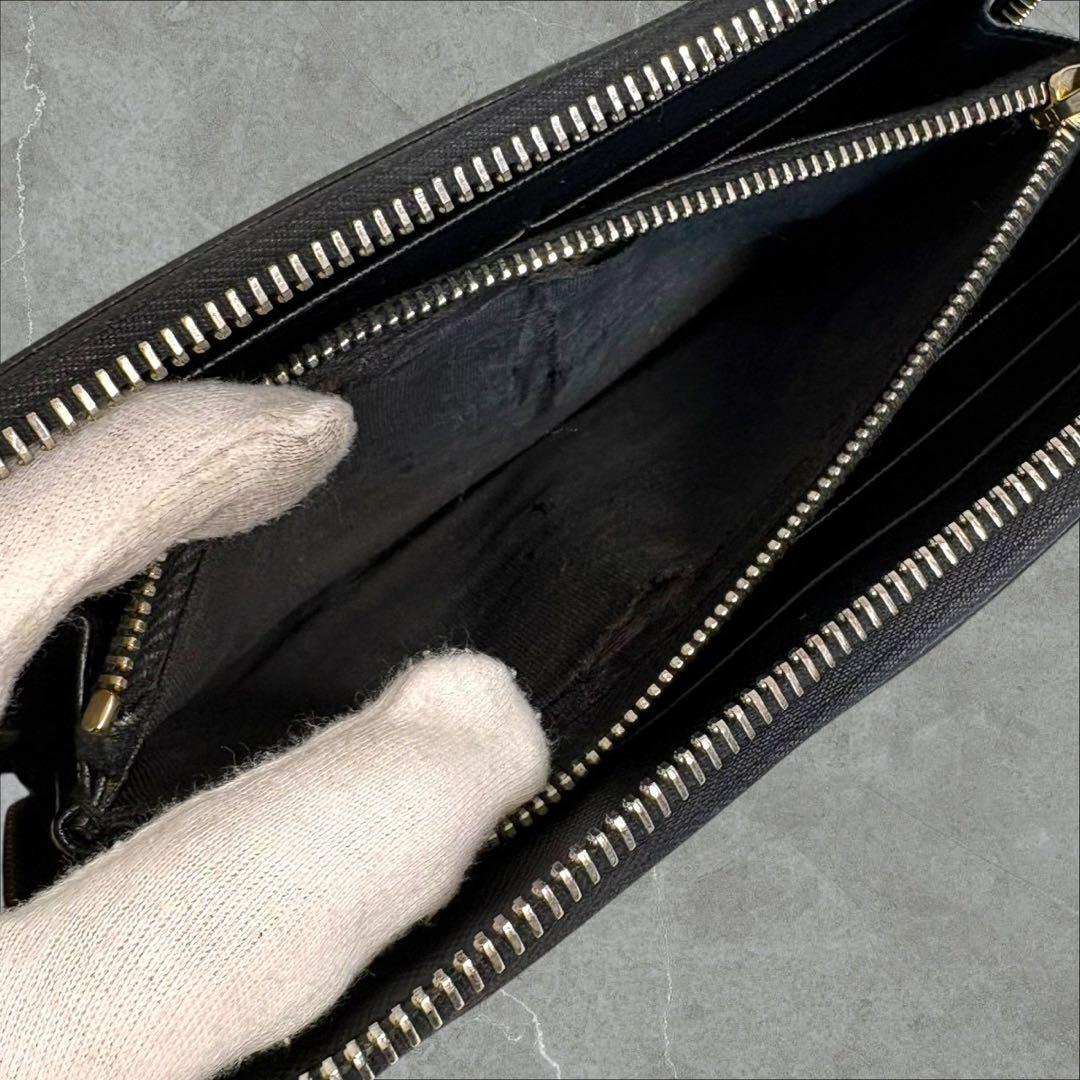 美品✨ プラダ PRADA 長財布 ファスナー サフィアーノ ブラック