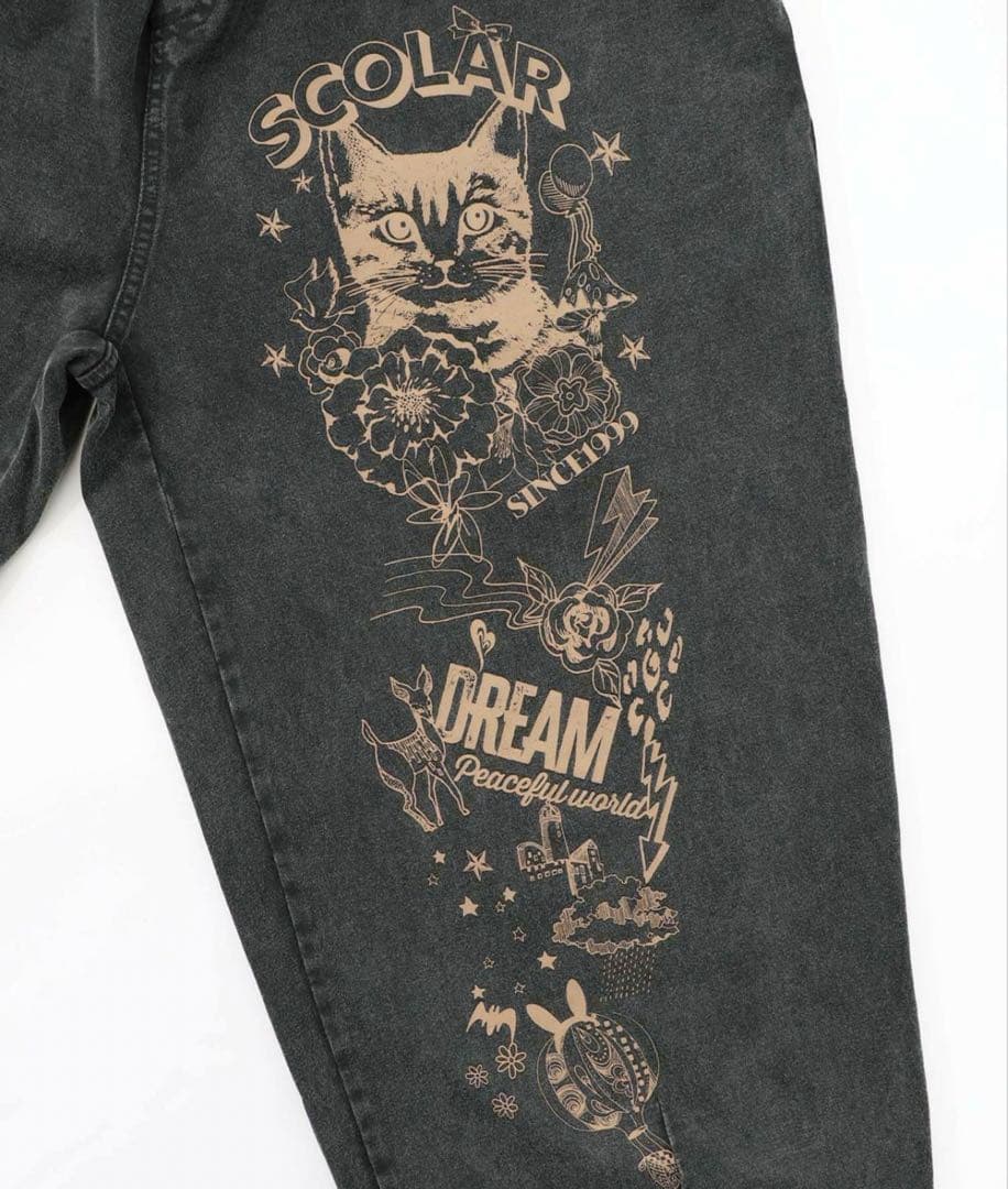 スカラー　scolar 161604：チョーク風柄コクーンパンツ