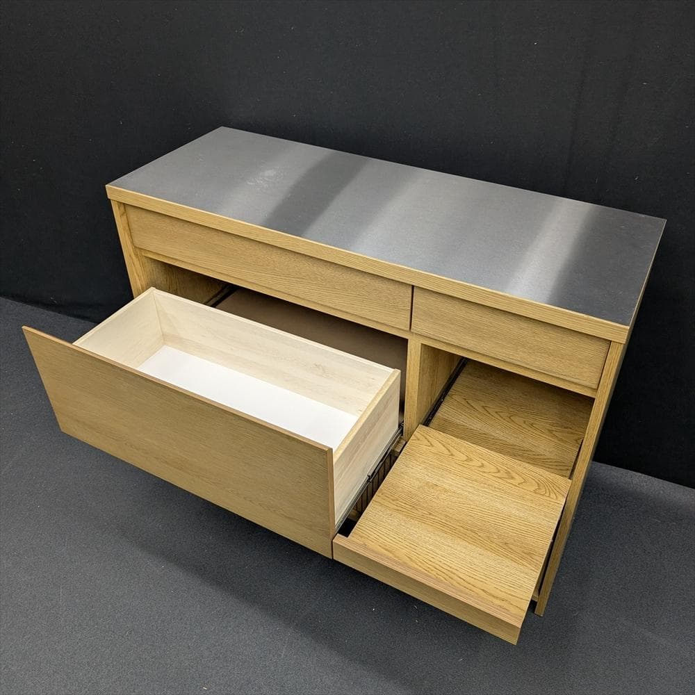 美品　ウニコ　ディフェ　オーク　キッチンカウンター　レンジボード　レンジ台