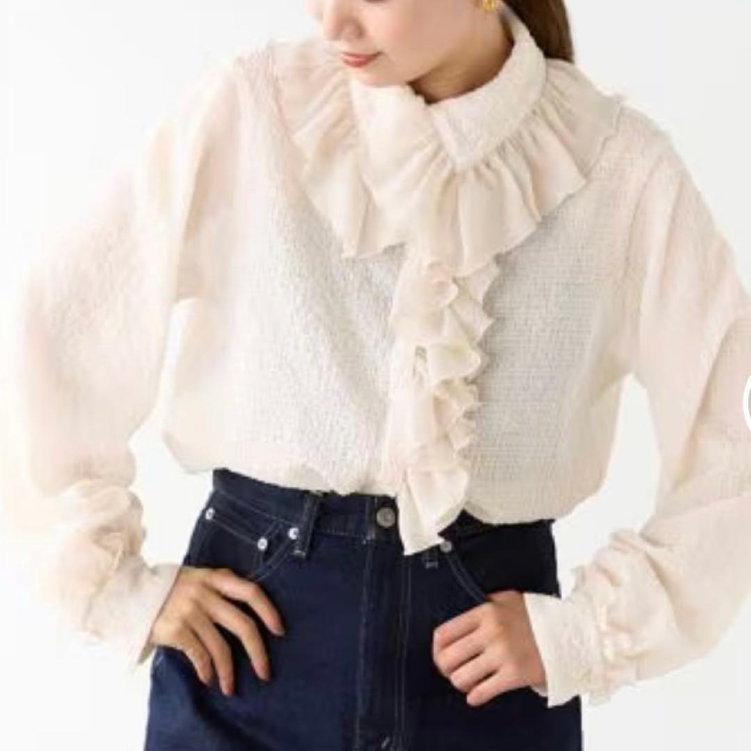 美品 23AW◆イエナ ボリュームカラーブラウス 長袖 ベージュ